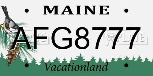 AFG8777 Maine License Plate