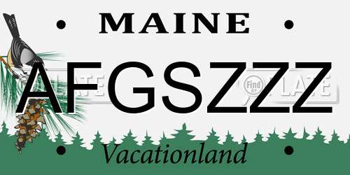 AFGSZZZ Maine License Plate