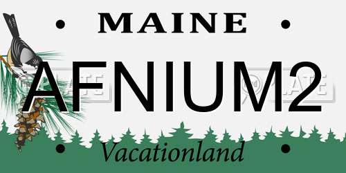 AFNIUM2 Maine License Plate