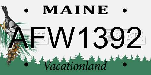 AFW1392 Maine License Plate