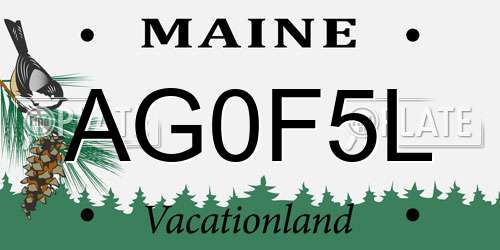 AG0F5L Maine License Plate