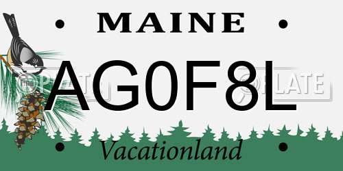 AG0F8L Maine License Plate