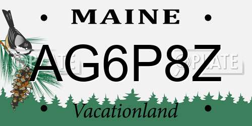 AG6P8Z Maine License Plate