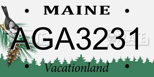 AGA3231 Maine License Plate