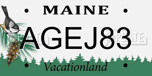 AGEJ83 Maine License Plate