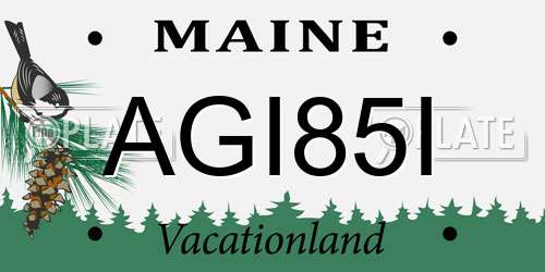AGI85I Maine License Plate