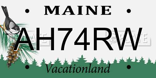 AH74RW Maine License Plate