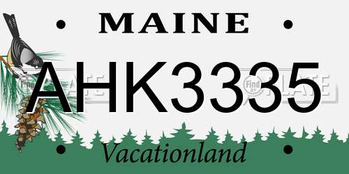 AHK3335 Maine License Plate