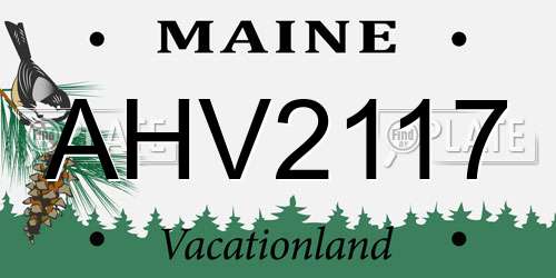 AHV2117 Maine License Plate