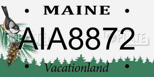 AIA8872 Maine License Plate