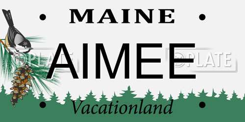 AIMEE Maine License Plate