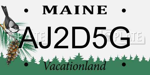 AJ2D5G Maine License Plate