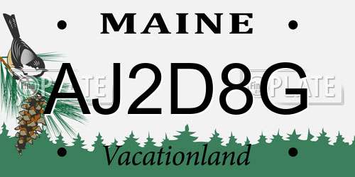 AJ2D8G Maine License Plate