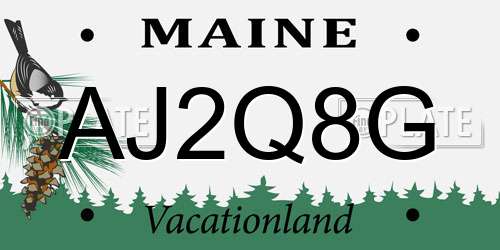 AJ2Q8G Maine License Plate