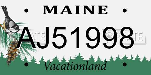 AJ51998 Maine License Plate