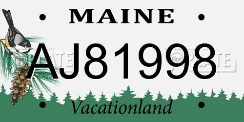 AJ81998 Maine License Plate