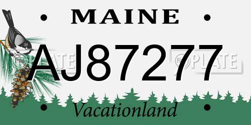 AJ87277 Maine License Plate