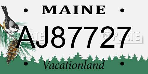AJ87727 Maine License Plate