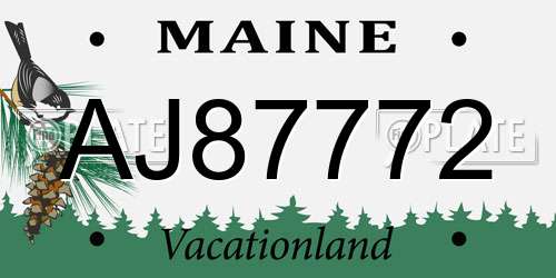 AJ87772 Maine License Plate