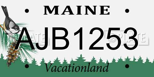 AJB1253 Maine License Plate