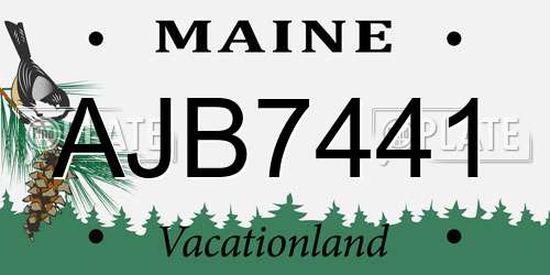 AJB7441 Maine License Plate