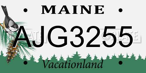 AJG3255 Maine License Plate