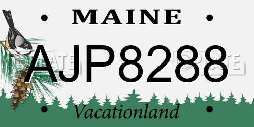 AJP8288 Maine License Plate