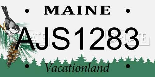 AJS1283 Maine License Plate