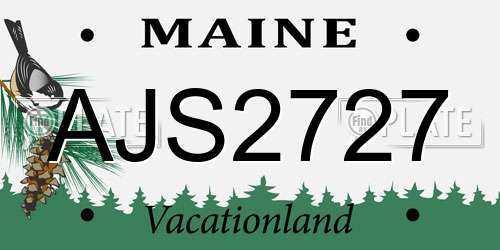 AJS2727 Maine License Plate