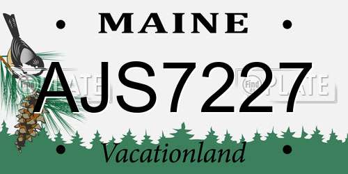 AJS7227 Maine License Plate