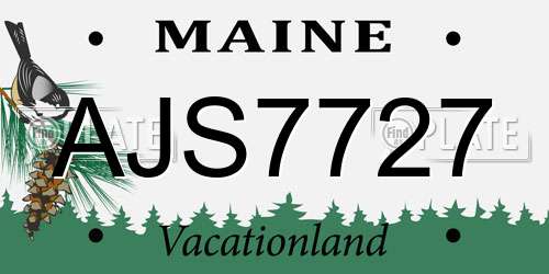AJS7727 Maine License Plate