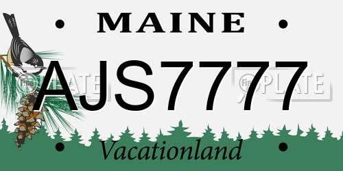 AJS7777 Maine License Plate