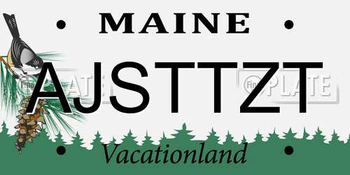AJSTTZT Maine License Plate