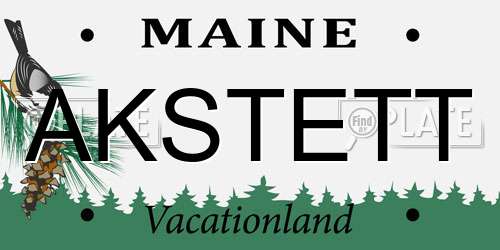 AKSTETT Maine License Plate