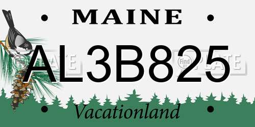 AL3B825 Maine License Plate