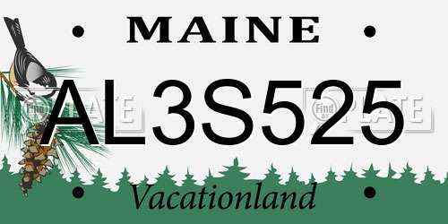 AL3S525 Maine License Plate