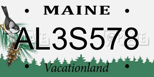 AL3S578 Maine License Plate