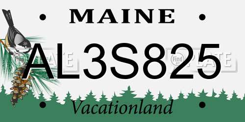 AL3S825 Maine License Plate