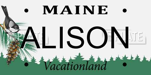 ALISON Maine License Plate