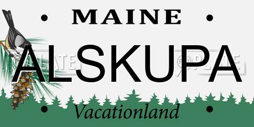 ALSKUPA Maine License Plate