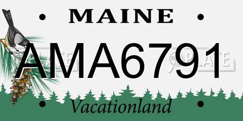 AMA6791 Maine License Plate
