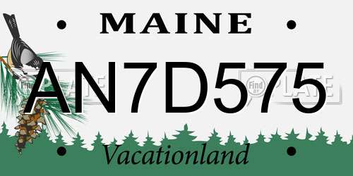 AN7D575 Maine License Plate