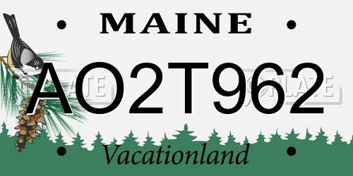 AO2T962 Maine License Plate