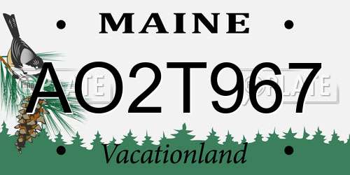 AO2T967 Maine License Plate