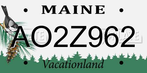 AO2Z962 Maine License Plate