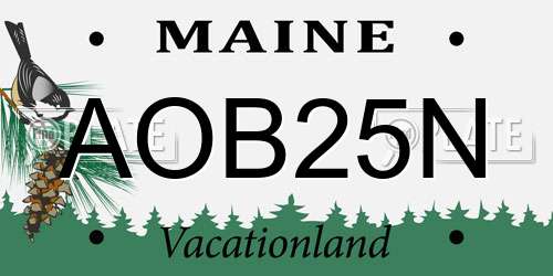 AOB25N Maine License Plate