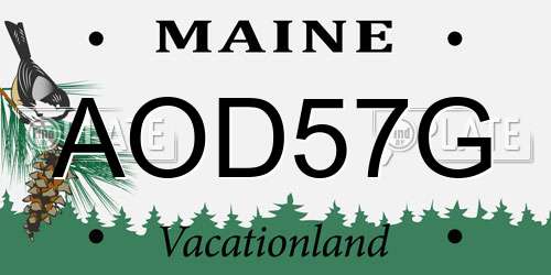 AOD57G Maine License Plate