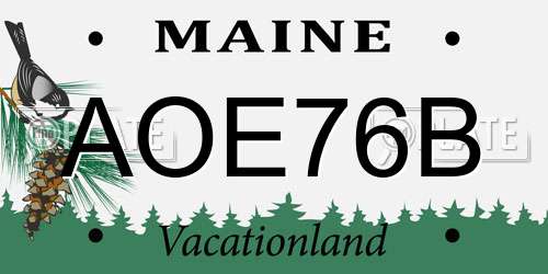 AOE76B Maine License Plate