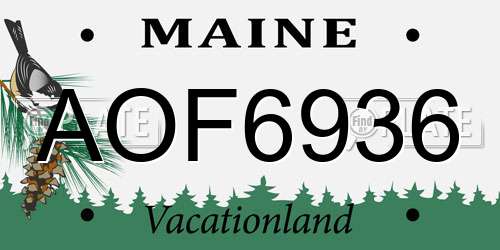 AOF6936 Maine License Plate