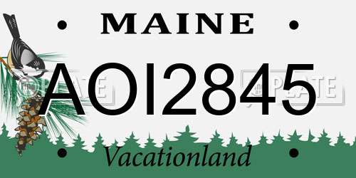 AOI2845 Maine License Plate